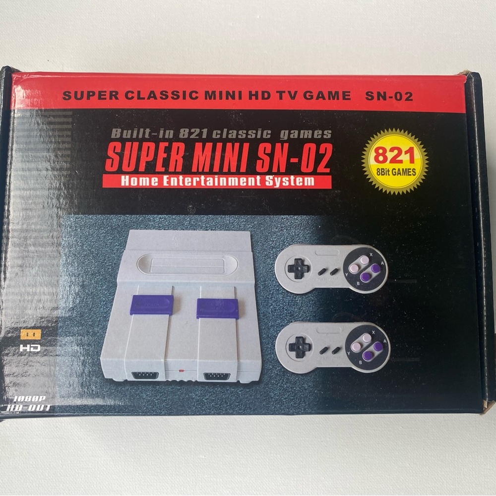 New- Super Mini SN-02 Home Retro System HD Plug n' Play 821 Video Games Included